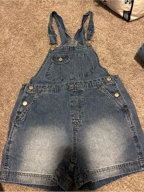 “No Boundaries Juniors Blue Denim Short Overalls - Classic Casual One-Piece